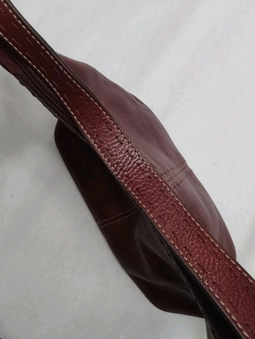 Vtg Fossil Red Leather Shoulder Bag Top-stitched No Key Fob, Clean Tan Interior - Picture 10 of 10